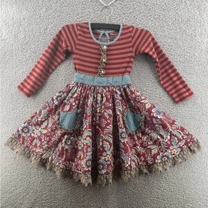 Mustard Pie Frilly Pockets Dress Girls size 4
